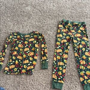 Little Sleepies bamboo long sleeve two piece taco party pajamas size 9/10